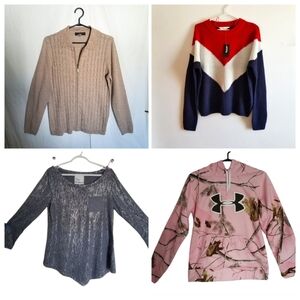 Ladies Tops - Sweater,Hoodie,Long Sleeve Shirt,Zippered Cardigan All Size Small